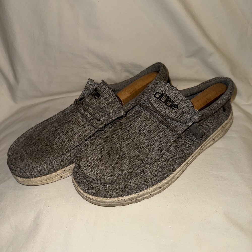 Hey Dude Wally Mens Size 12 Slate Houndstooth Grey Casual Lightweight Shoes